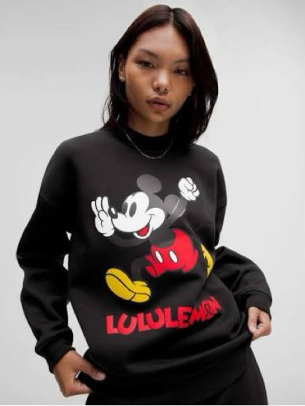 lululemon athletica x Disney Black Mickey Graphic Crewneck pullover Sweatshirt S